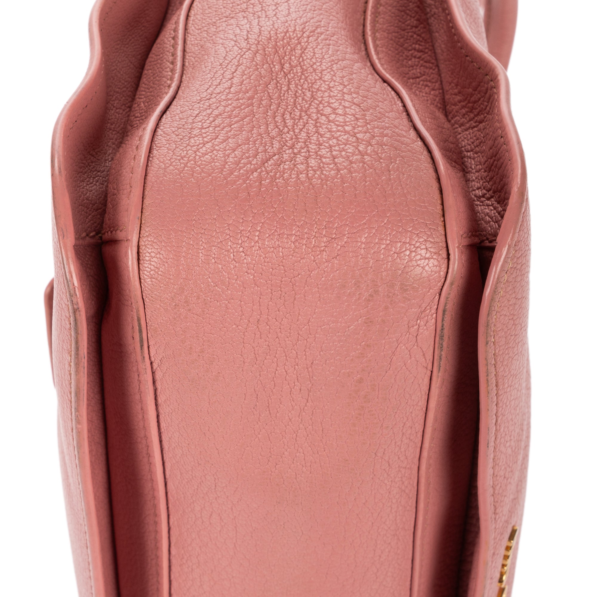 Shoulder Bag Pushlock Tote Pink Madras Leather