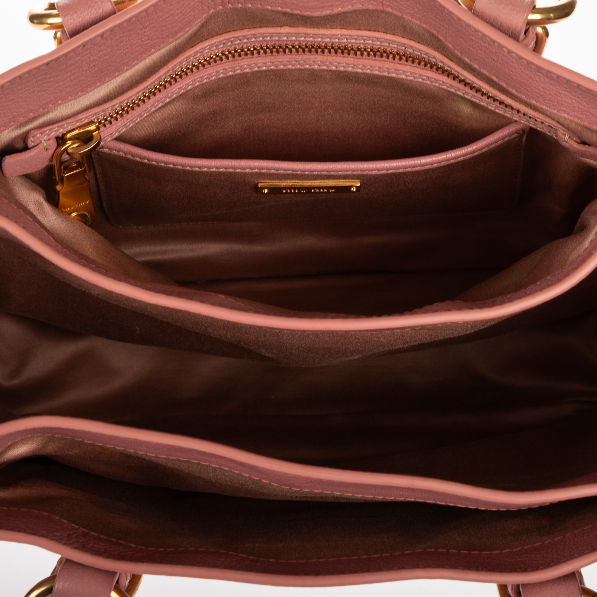 Shoulder Bag Pushlock Tote Pink Madras Leather