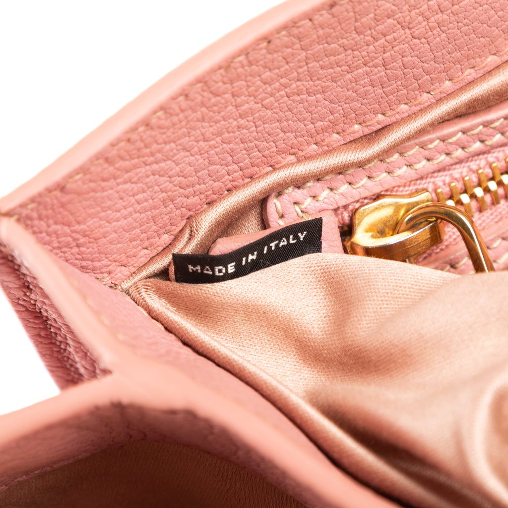 Shoulder Bag Pushlock Tote Pink Madras Leather