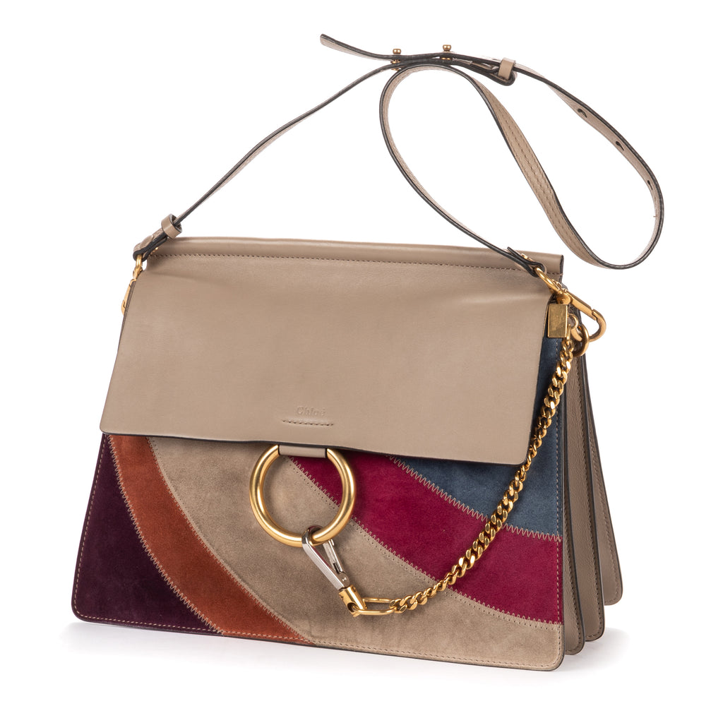 Shoulder Bag Medium Faye Bag Medium Grey Patchwork Suede