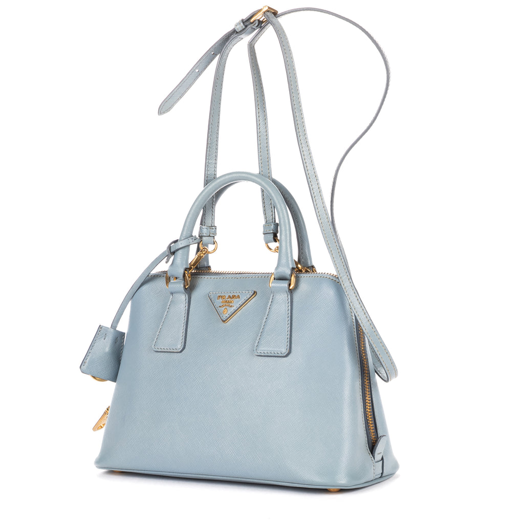 Bolso de Hombro Pequeño Promenade de Piel Saffiano Azul