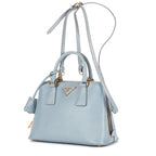 Bolso de Hombro Pequeño Promenade de Piel Saffiano Azul