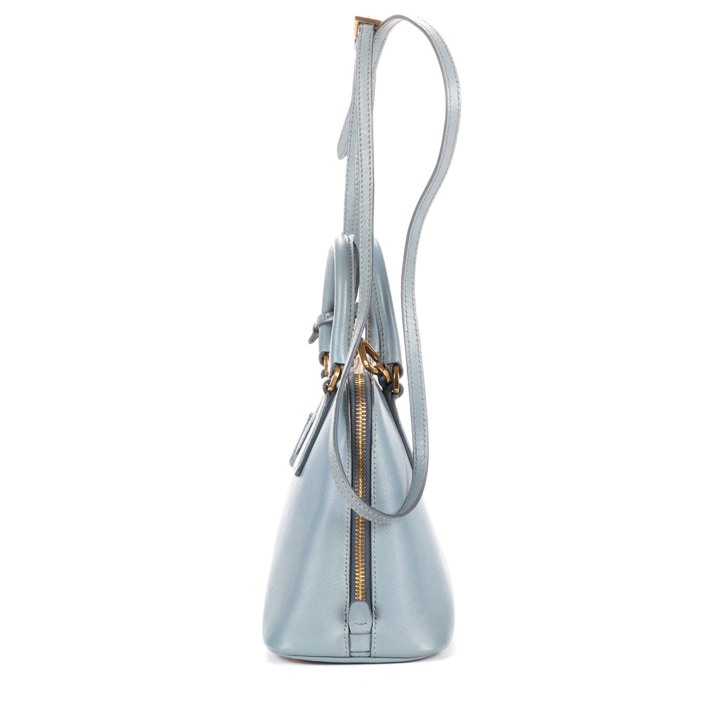 Bolso de Hombro Pequeño Promenade de Piel Saffiano Azul