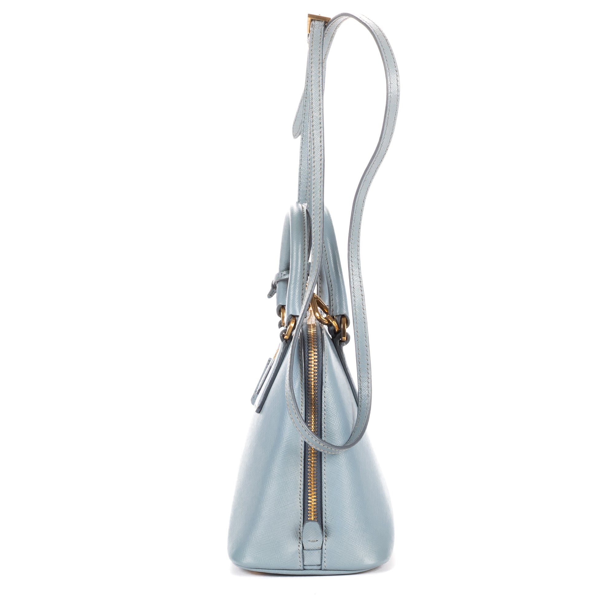 Shoulder Bag Small Promenade Small Blue Saffiano Leather