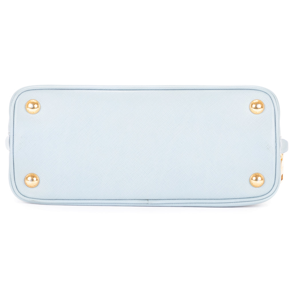 Bolso de Hombro Pequeño Promenade de Piel Saffiano Azul