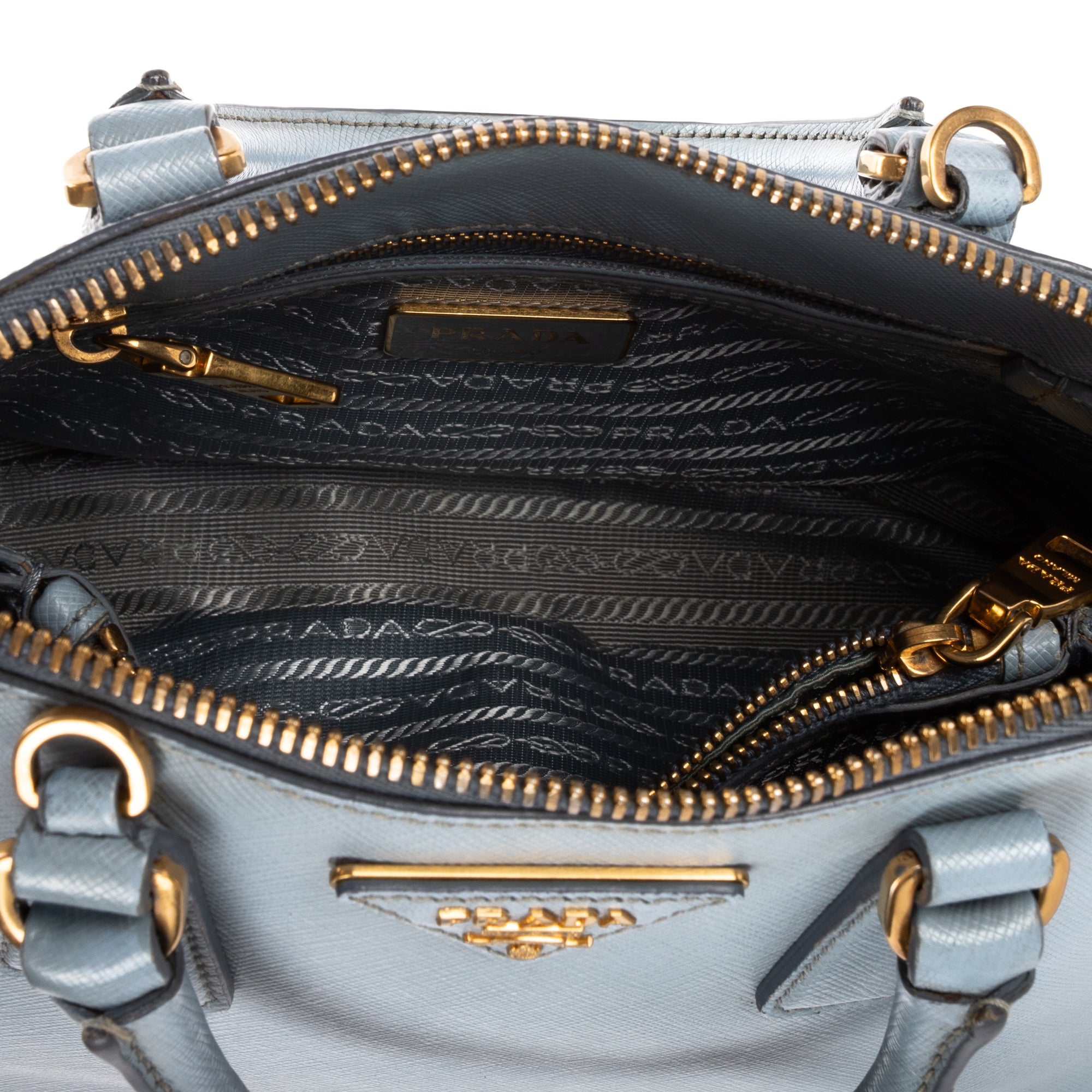 Bolso de Hombro Pequeño Promenade de Piel Saffiano Azul