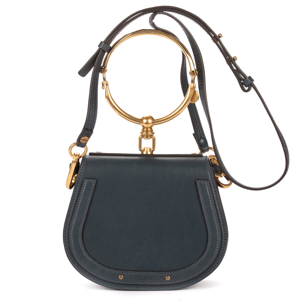 Shoulder Bag Small Nile Bracelet Bag Small Navy Calfskin Leather