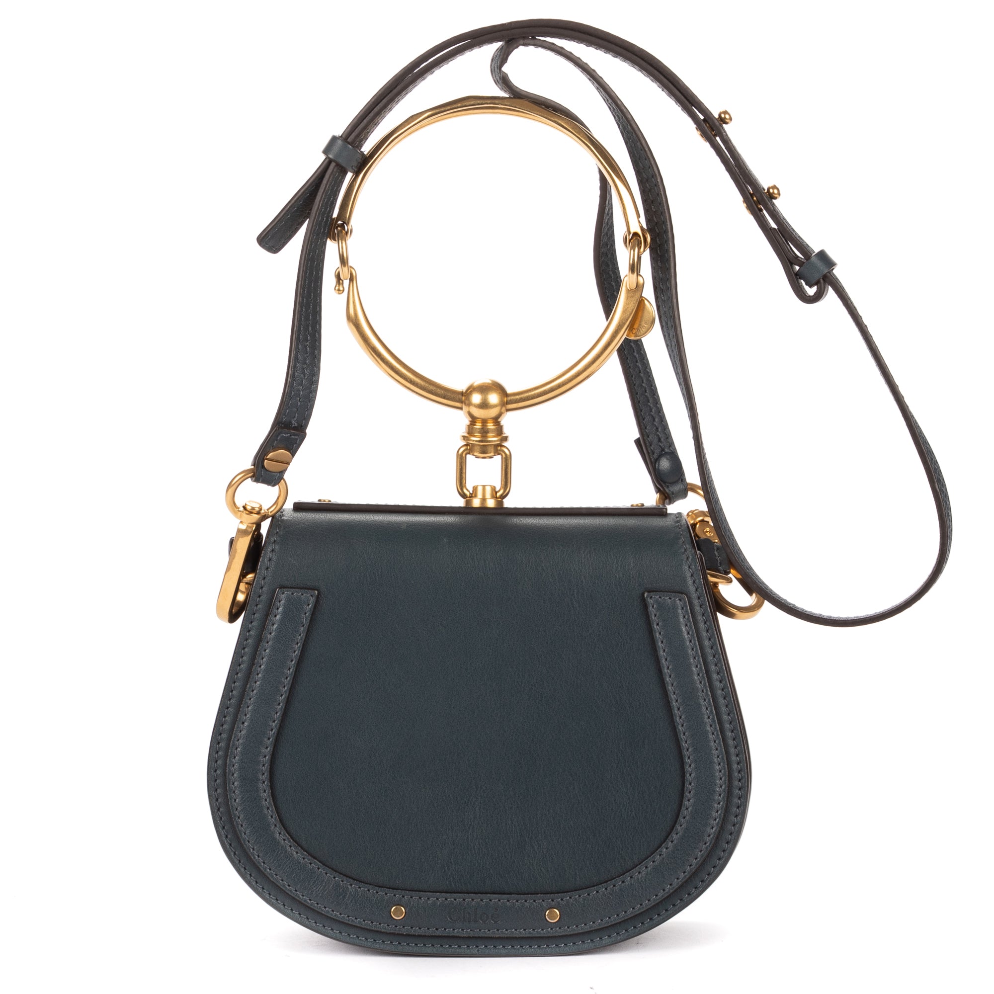 Shoulder Bag Small Nile Bracelet Bag Small Navy Calfskin Leather