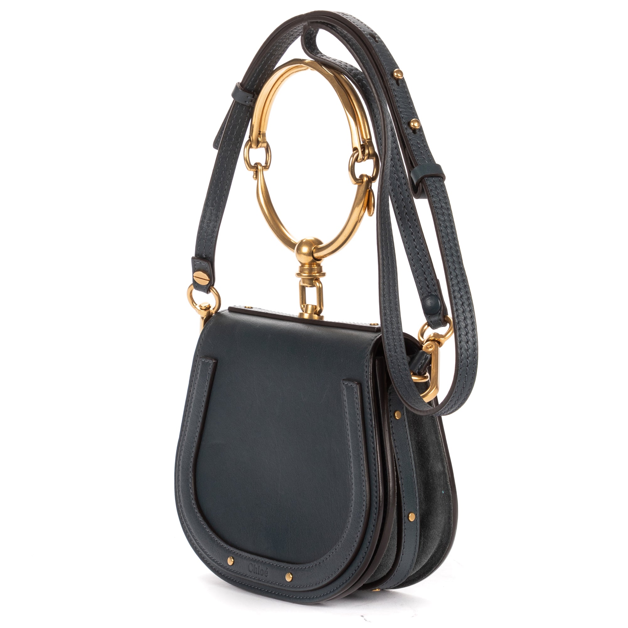 Shoulder Bag Small Nile Bracelet Bag Small Navy Calfskin Leather