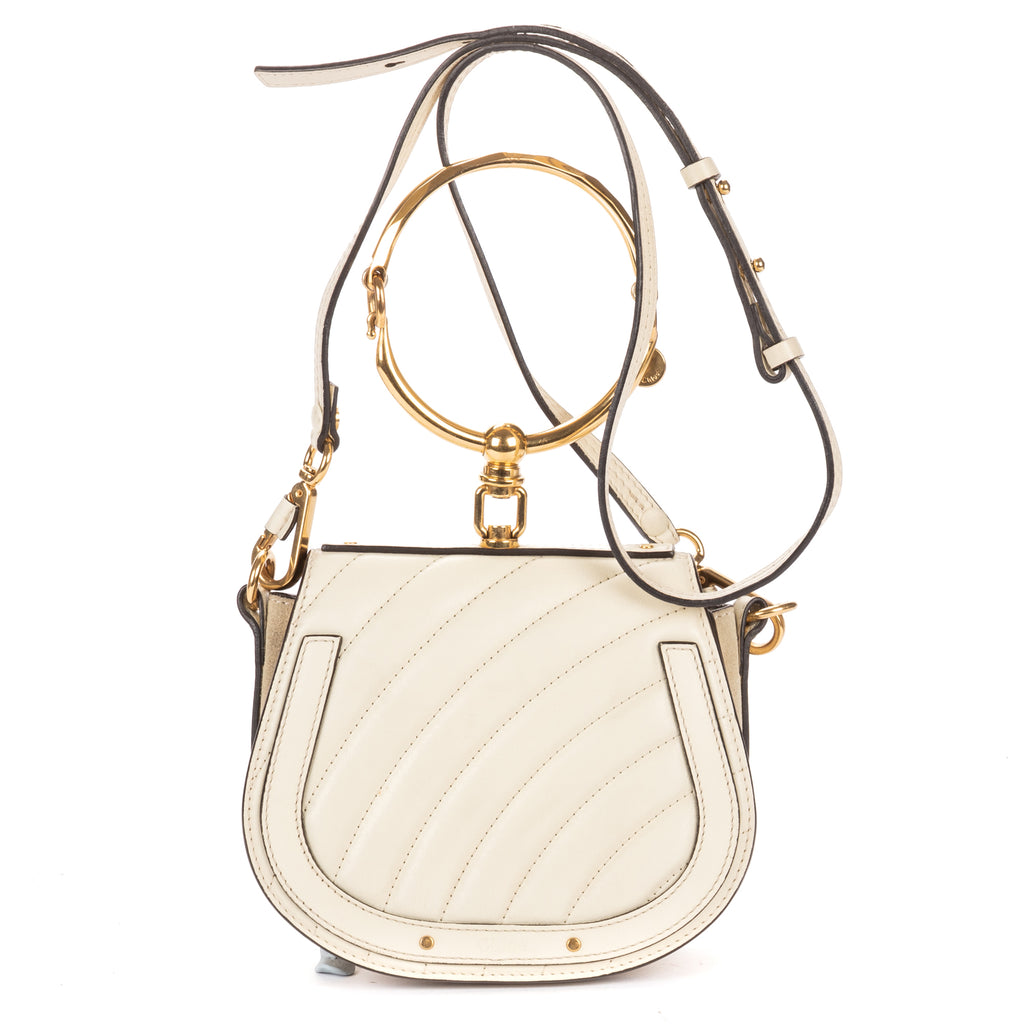 Shoulder Bag Small Nile Bracelet Bag Small Ivory Quilted Chevron Leather