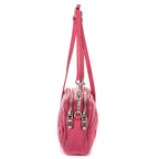 Shoulder Bag Double Zip Camera Crossbody Pink Nappa Matelasse Leather