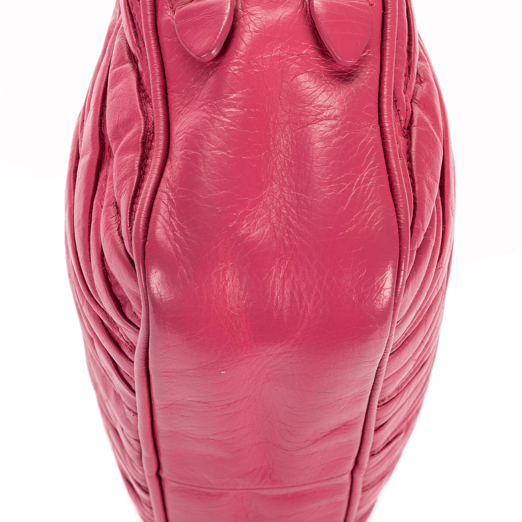 Shoulder Bag Double Zip Camera Crossbody Pink Nappa Matelasse Leather