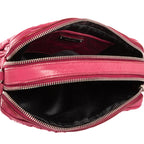 Shoulder Bag Double Zip Camera Crossbody Pink Nappa Matelasse Leather