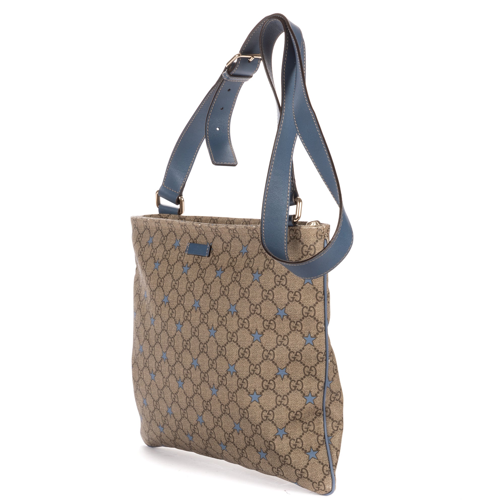 Bolso de Hombro Grande Cuadrado con Cremallera Messenger Lona Estampado Estrella Supreme Grande BeigeAzul