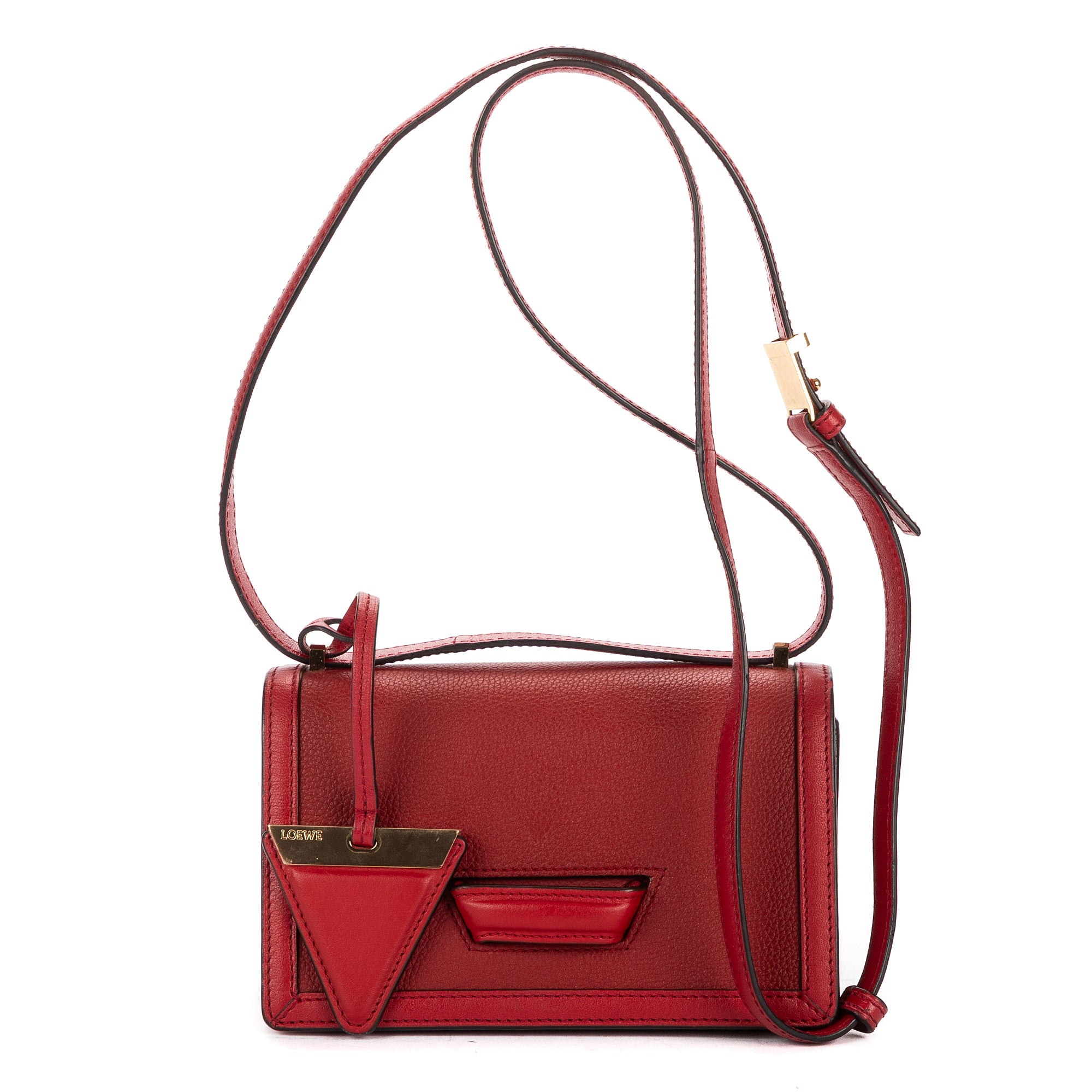 Shoulder Bag Small Barcelona Small Burgundy Grained Calfskin Leather