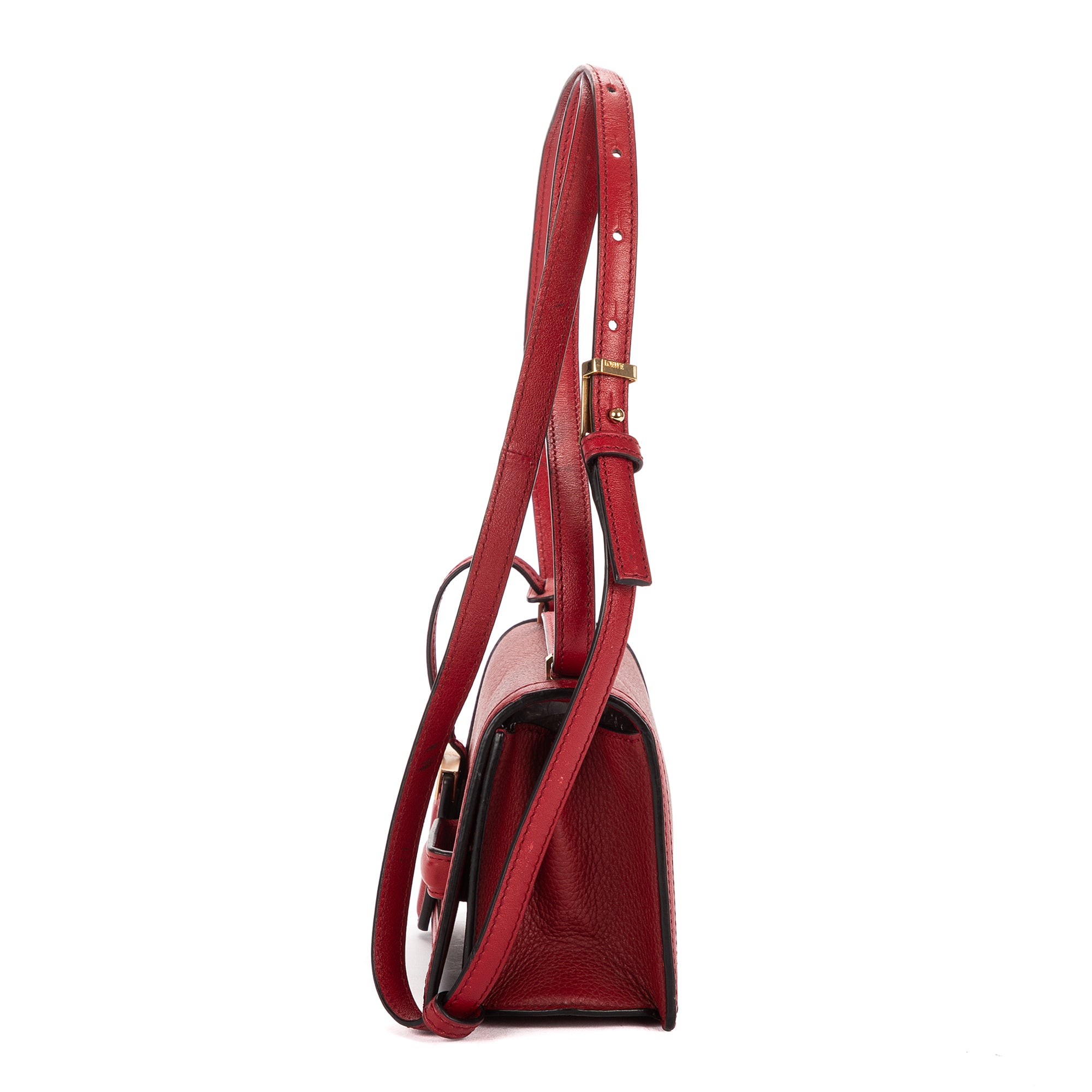 Shoulder Bag Small Barcelona Small Burgundy Grained Calfskin Leather