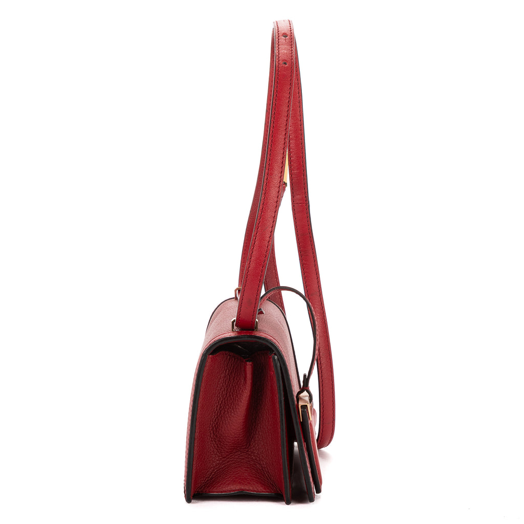 Shoulder Bag Small Barcelona Small Burgundy Grained Calfskin Leather