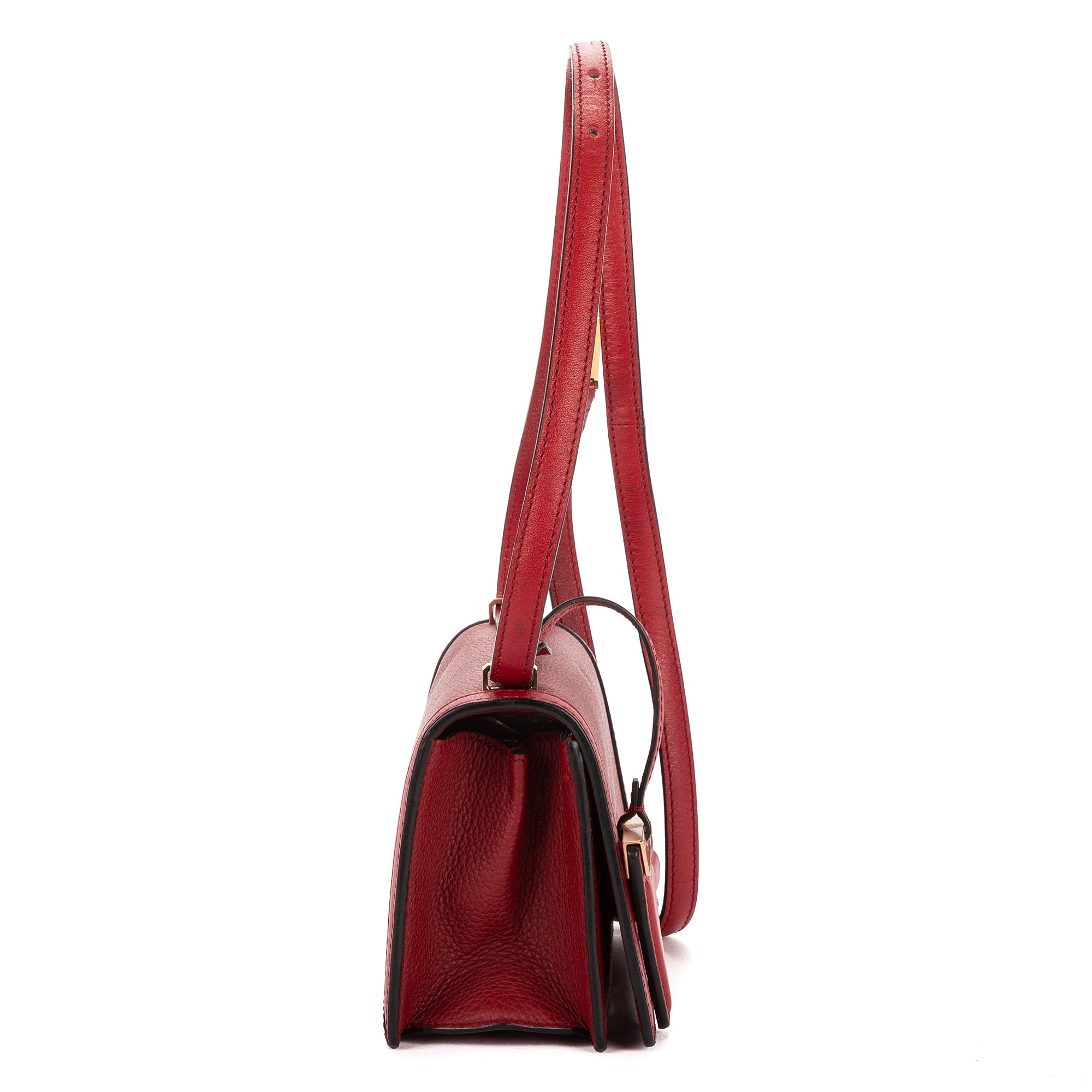 Shoulder Bag Small Barcelona Small Burgundy Grained Calfskin Leather