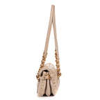Shoulder Bag Turn Lock Studded Flap Beige Nappa Matelasse Studded Leather