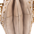 Shoulder Bag Turn Lock Studded Flap Beige Nappa Matelasse Studded Leather