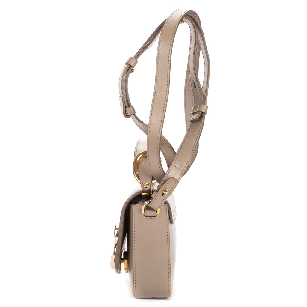 Shoulder Bag Mini C Bag Grey Smooth Calfskin Leather