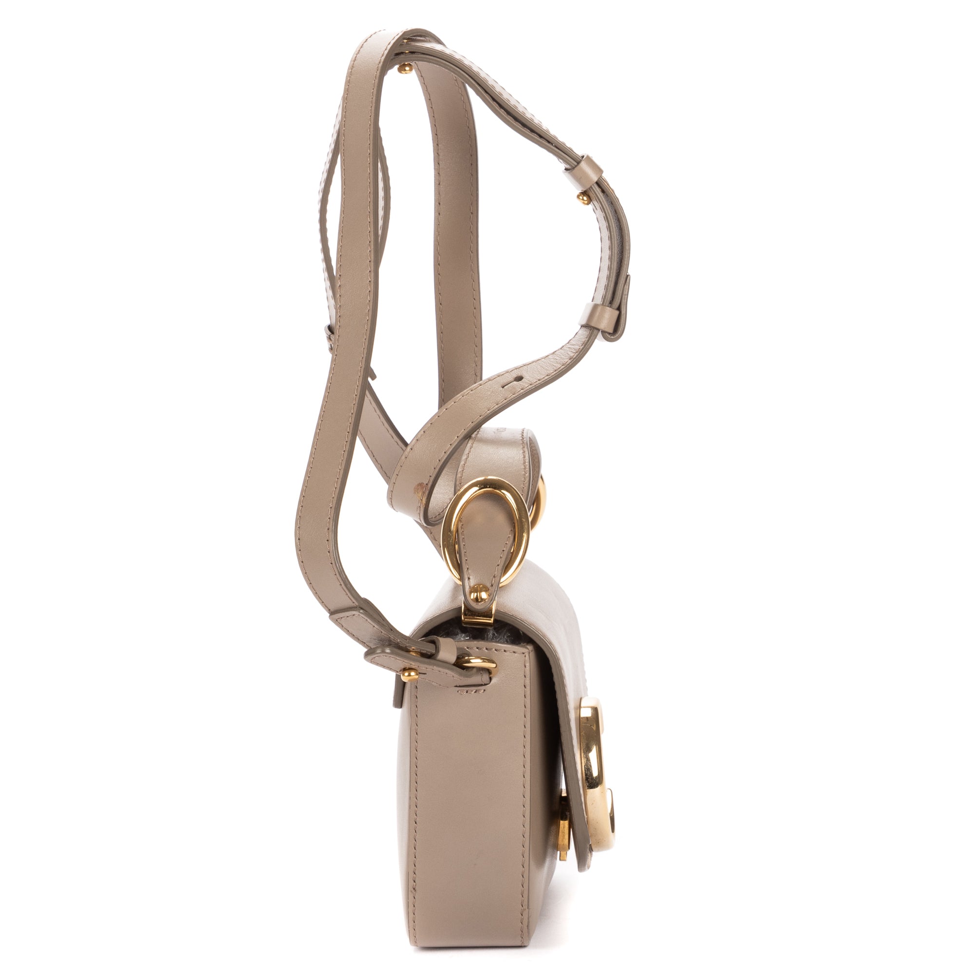 Shoulder Bag Mini C Bag Grey Smooth Calfskin Leather