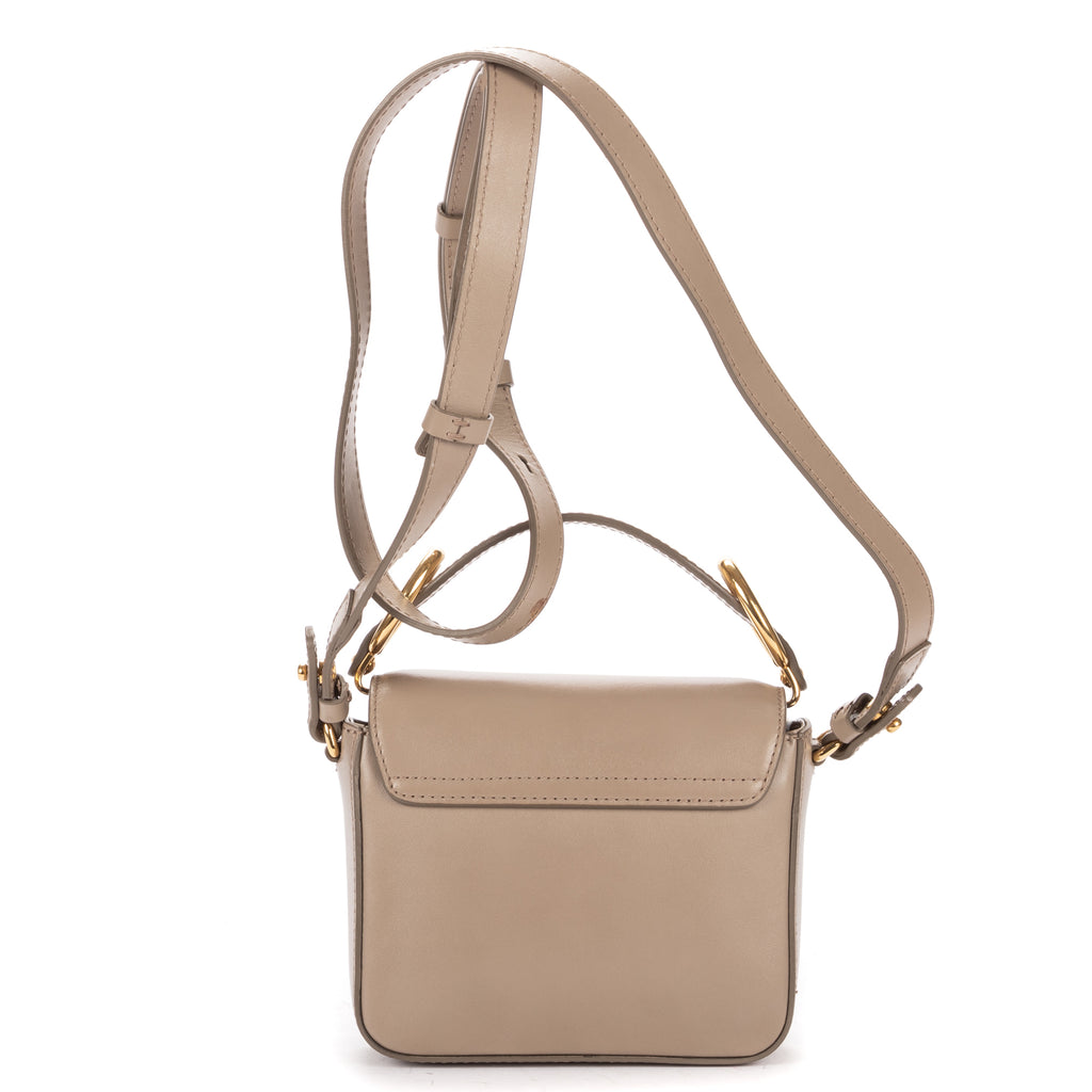 Shoulder Bag Mini C Bag Grey Smooth Calfskin Leather