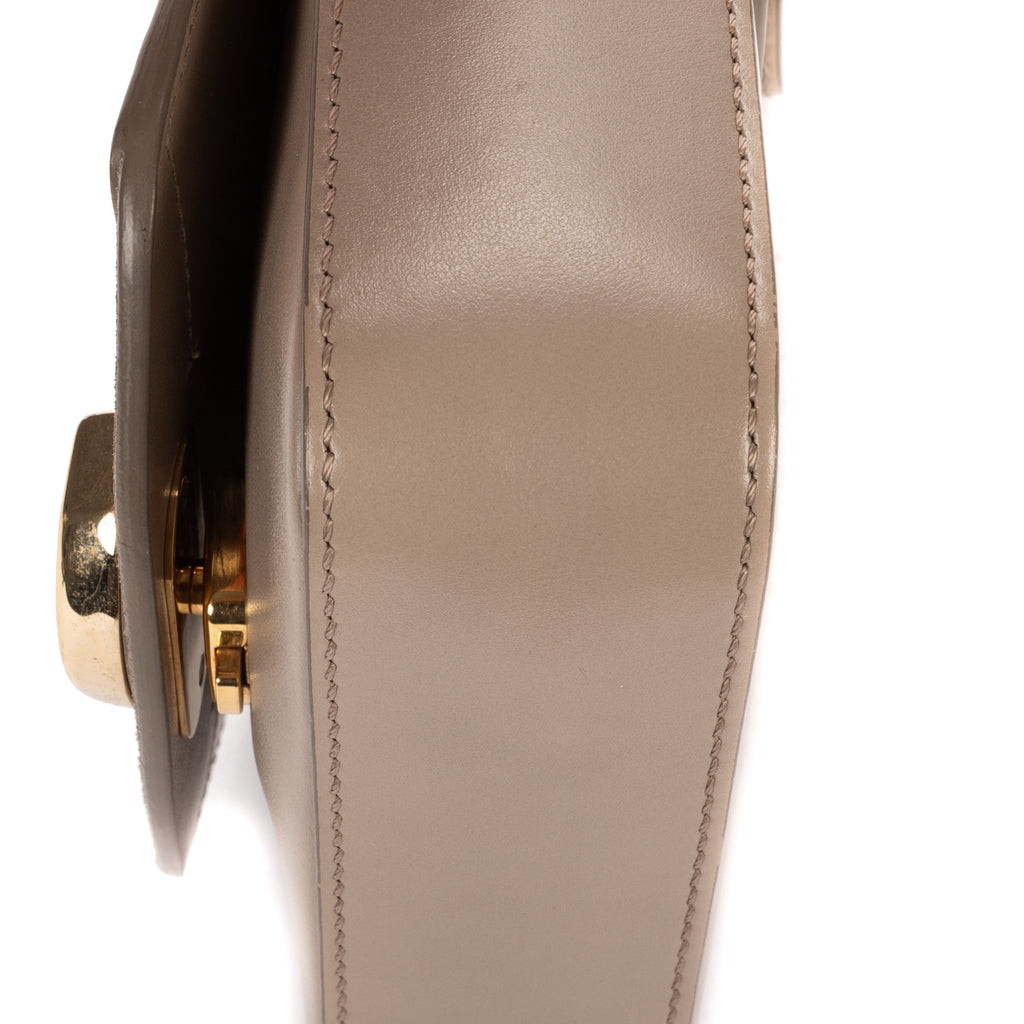 Shoulder Bag Mini C Bag Grey Smooth Calfskin Leather