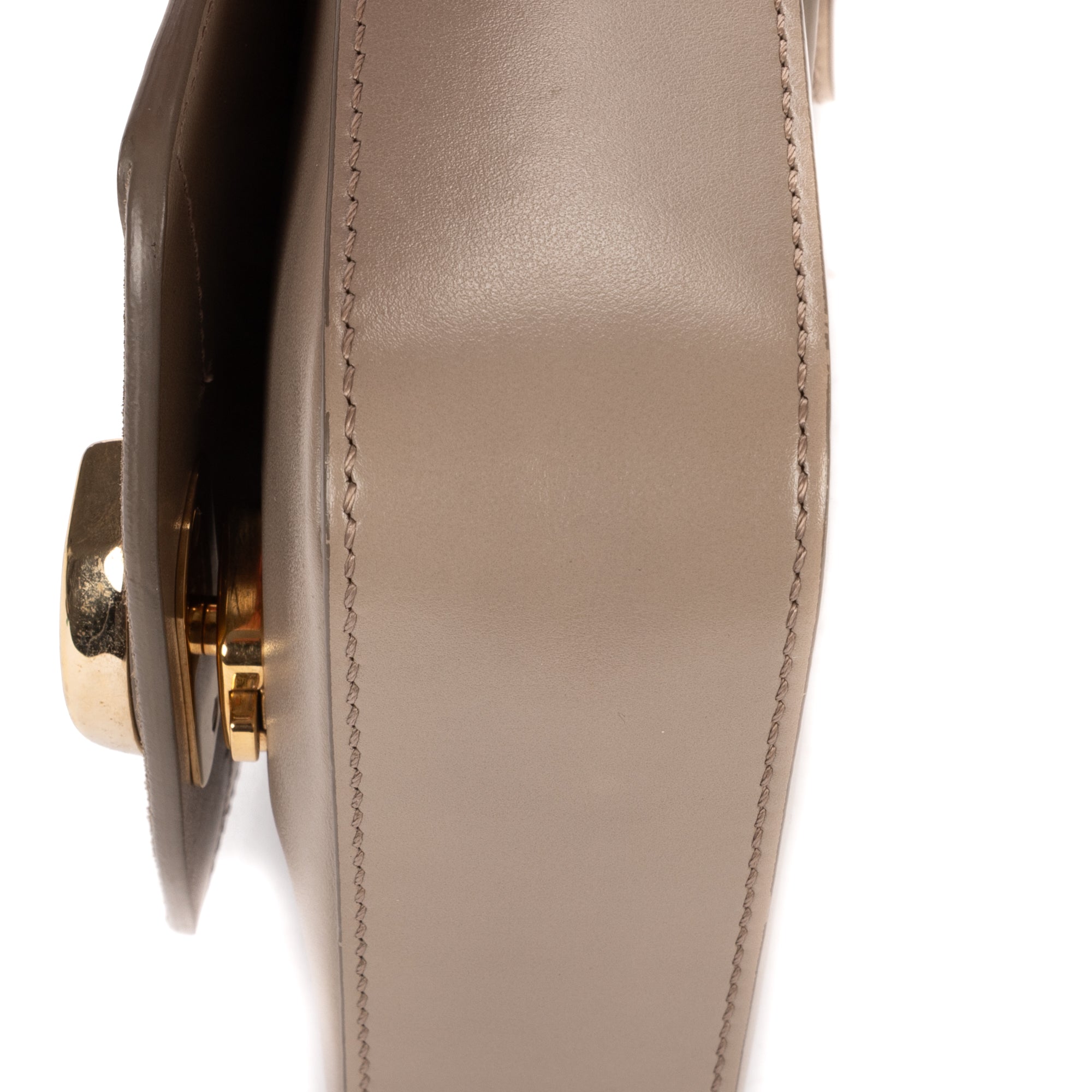 Shoulder Bag Mini C Bag Grey Smooth Calfskin Leather