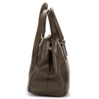 Shoulder Bag Double Zip Tote Dark Green Saffiano Leather