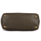 Shoulder Bag Double Zip Tote Dark Green Saffiano Leather