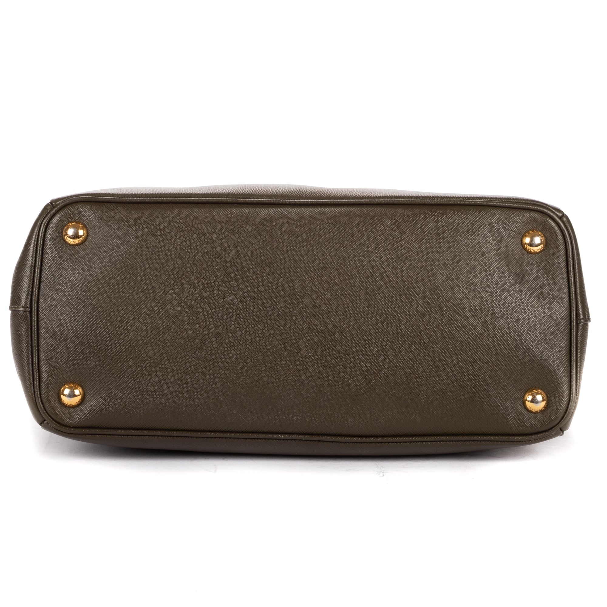 Shoulder Bag Double Zip Tote Dark Green Saffiano Leather