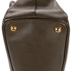 Shoulder Bag Double Zip Tote Dark Green Saffiano Leather