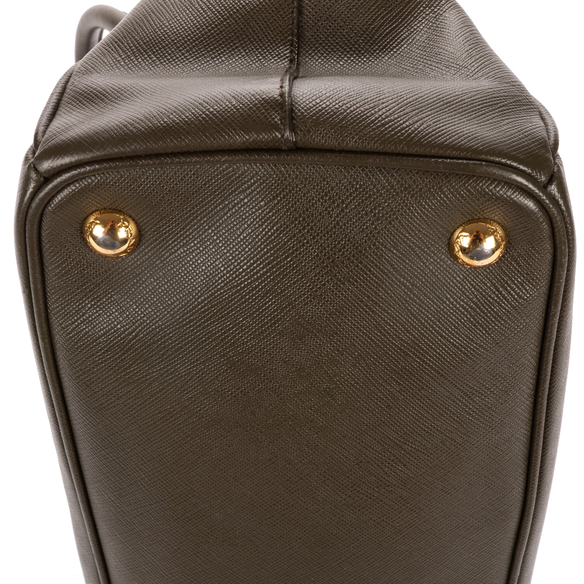 Shoulder Bag Double Zip Tote Dark Green Saffiano Leather