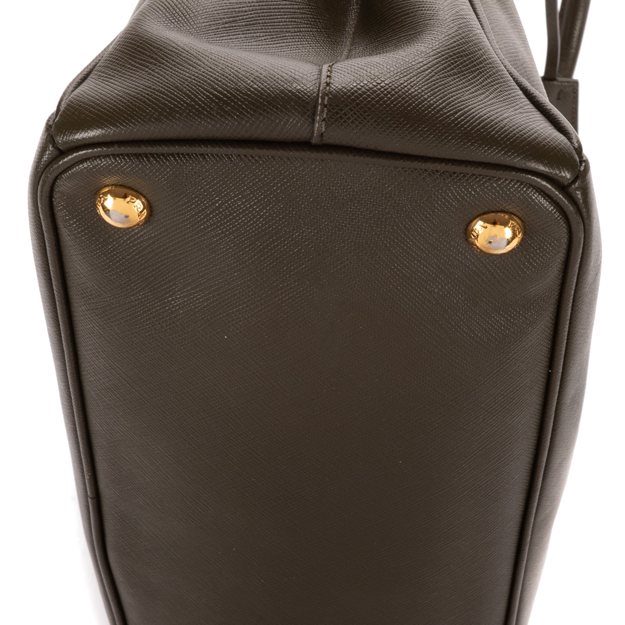 Shoulder Bag Double Zip Tote Dark Green Saffiano Leather