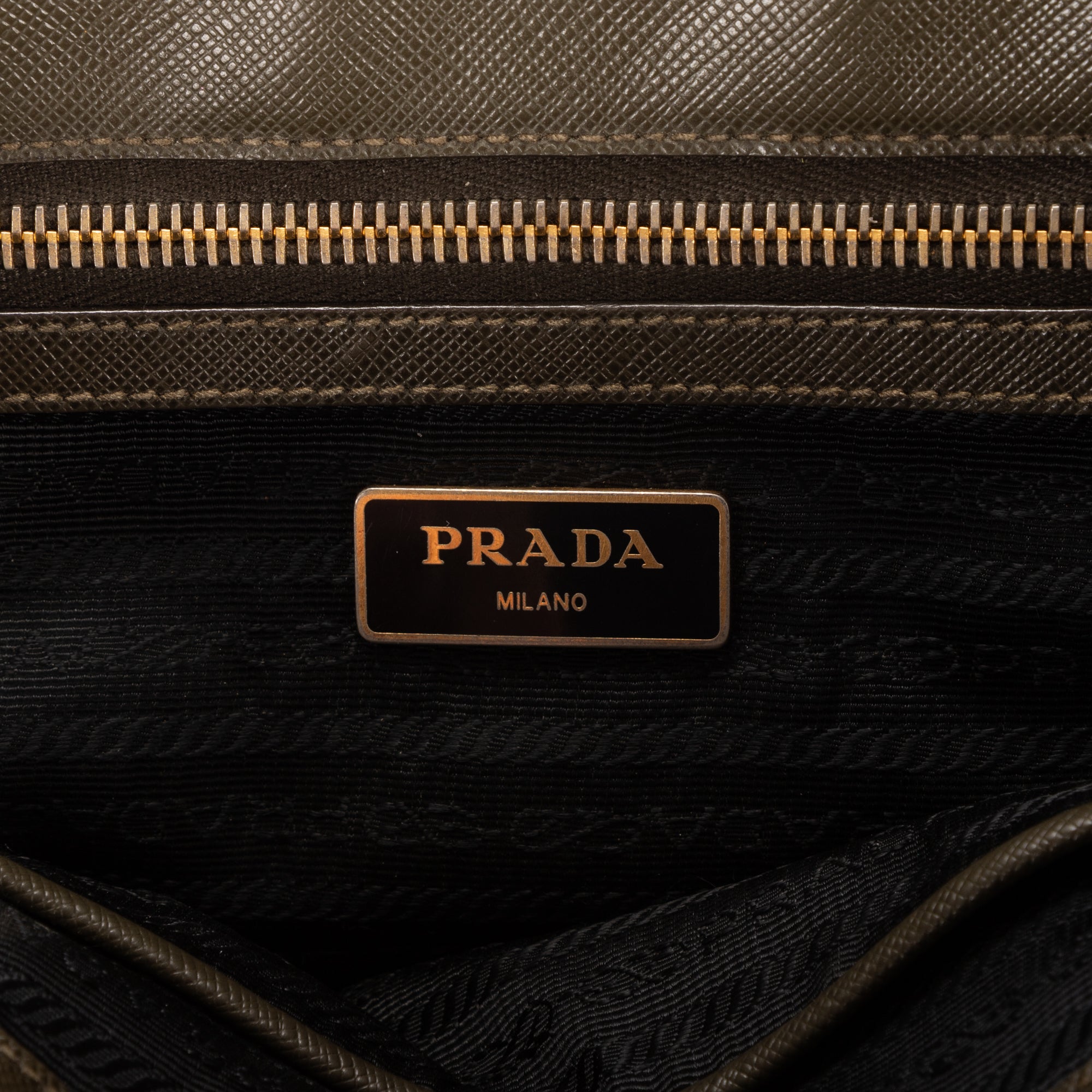 Shoulder Bag Double Zip Tote Dark Green Saffiano Leather
