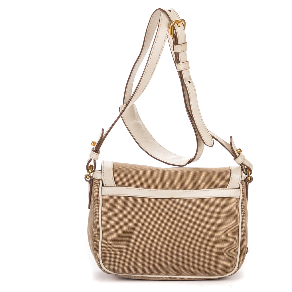 Shoulder Bag Logo Jacquard Flap Beige Jacquard Canvas