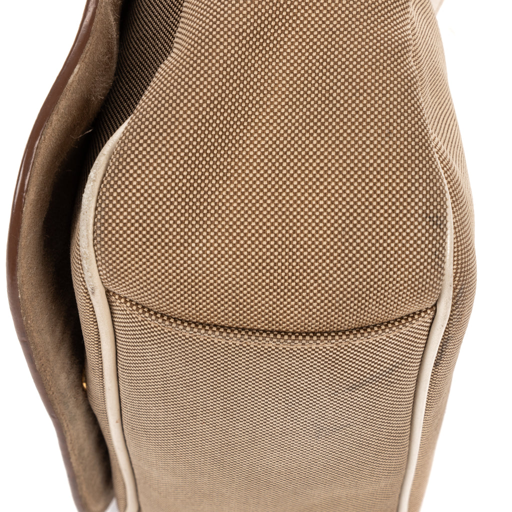 Shoulder Bag Logo Jacquard Flap Beige Jacquard Canvas
