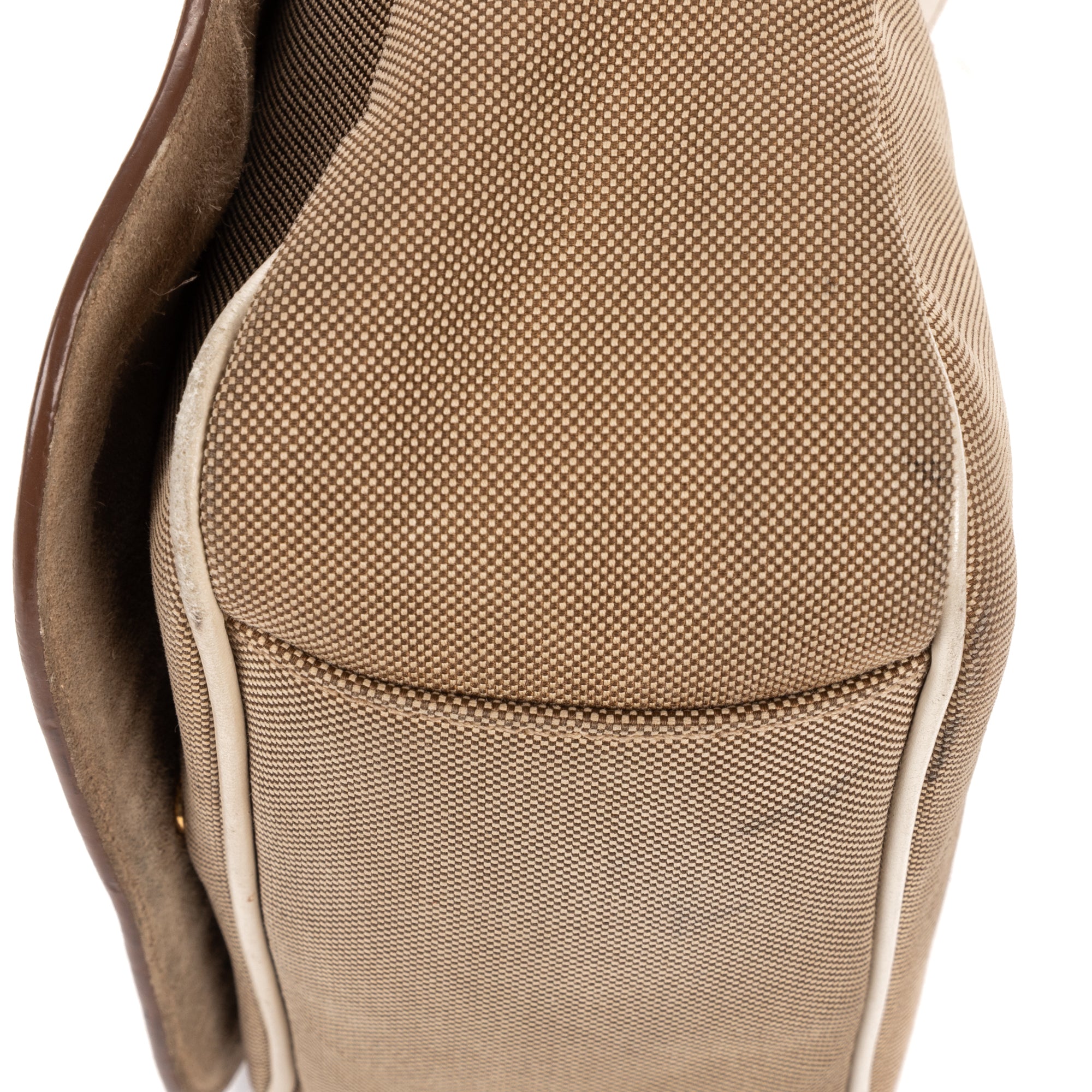 Shoulder Bag Logo Jacquard Flap Beige Jacquard Canvas