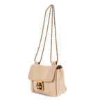 Shoulder Bag Small Elsie Chain Flap Small Beige Grained Calfskin Leather