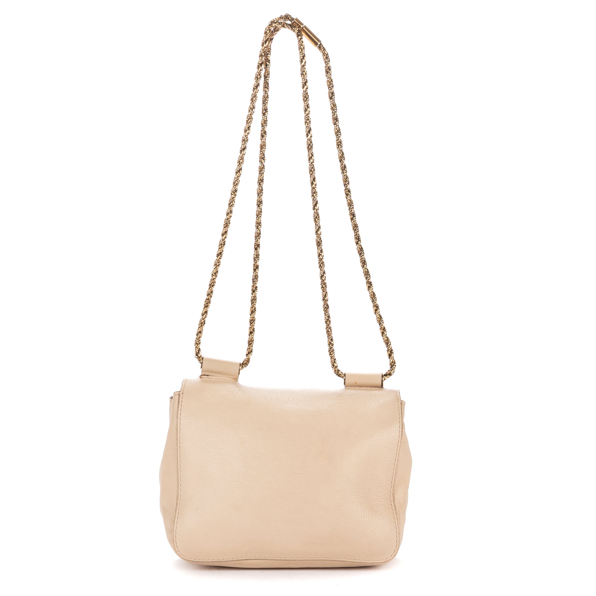 Shoulder Bag Small Elsie Chain Flap Small Beige Grained Calfskin Leather