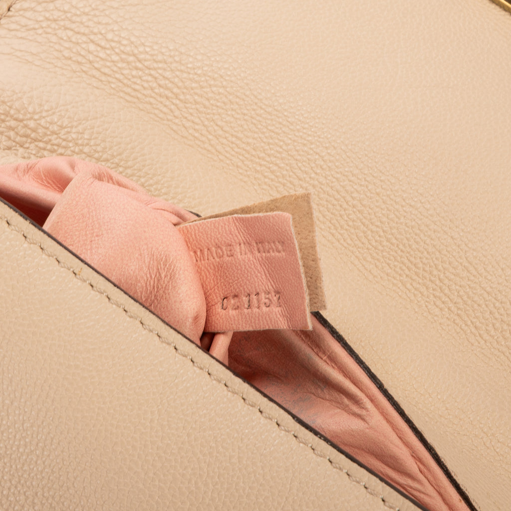 Shoulder Bag Small Elsie Chain Flap Small Beige Grained Calfskin Leather