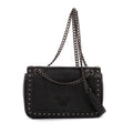 Shoulder Bag Studded Flap Crossbody Black Studded Leather
