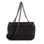 Shoulder Bag Studded Flap Crossbody Black Studded Leather