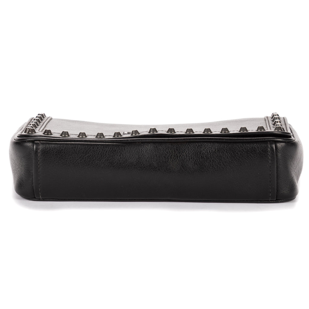 Shoulder Bag Studded Flap Crossbody Black Studded Leather