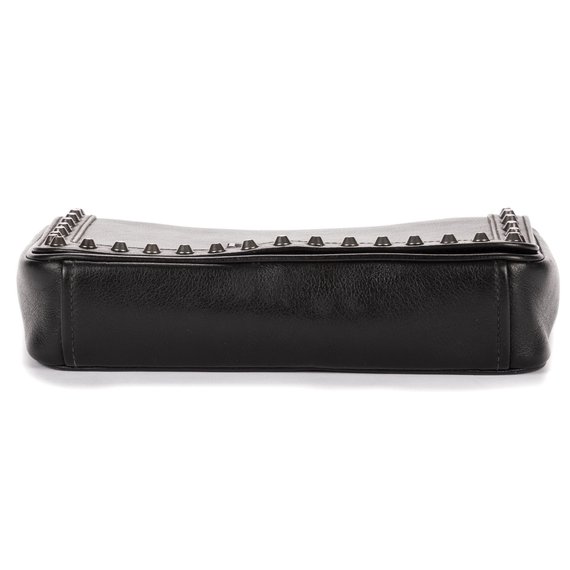 Shoulder Bag Studded Flap Crossbody Black Studded Leather
