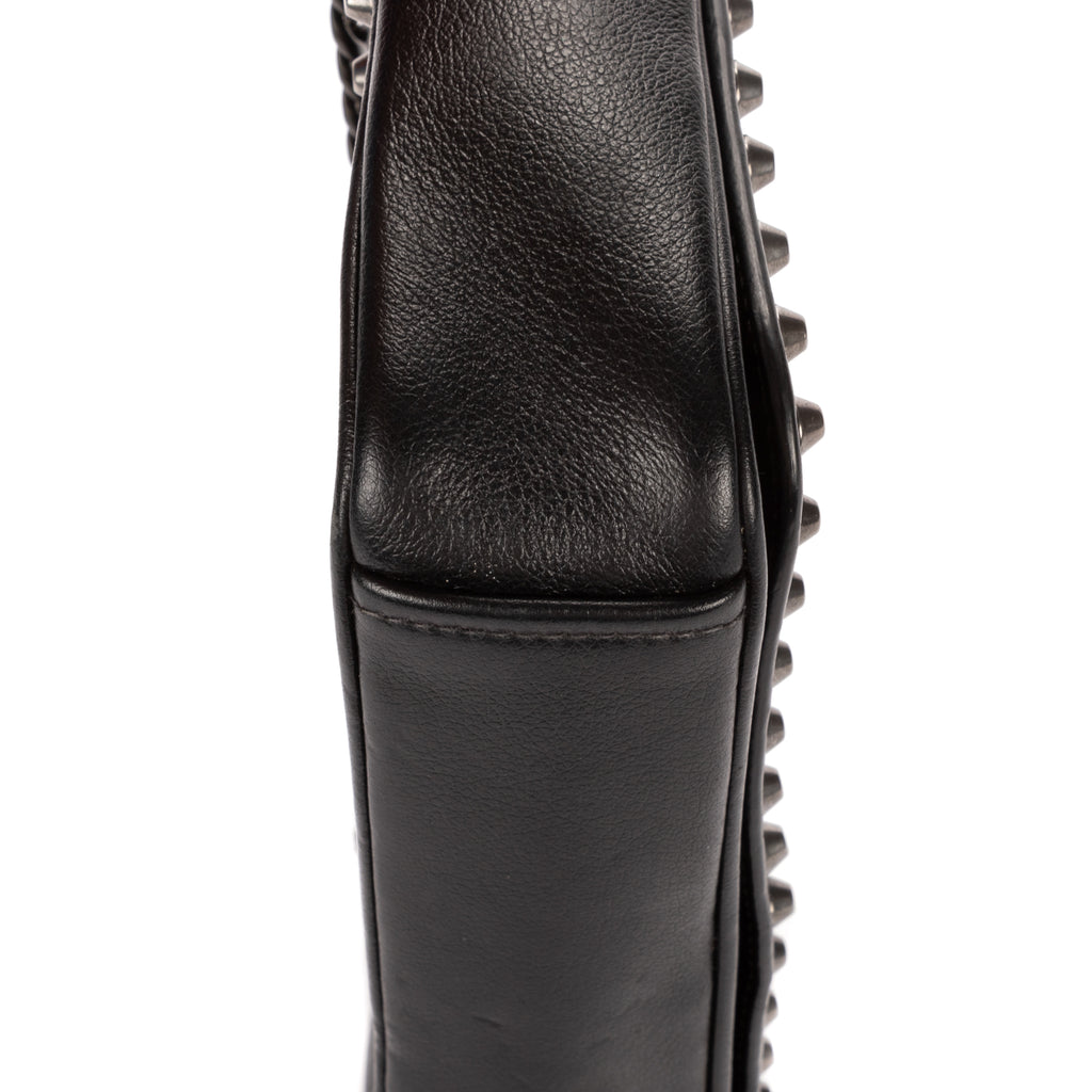 Shoulder Bag Studded Flap Crossbody Black Studded Leather