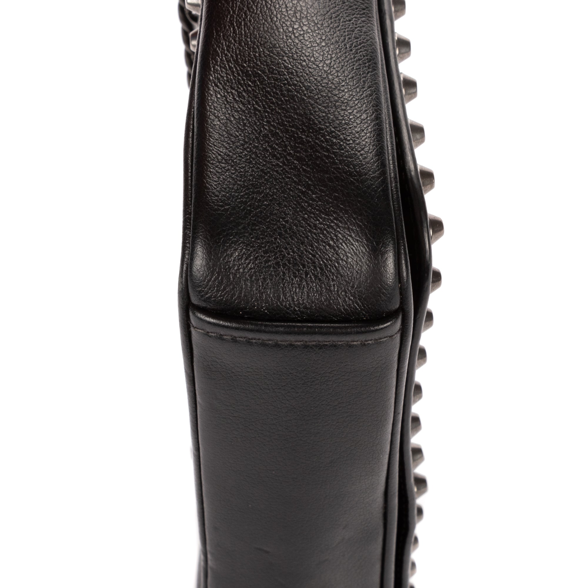 Shoulder Bag Studded Flap Crossbody Black Studded Leather