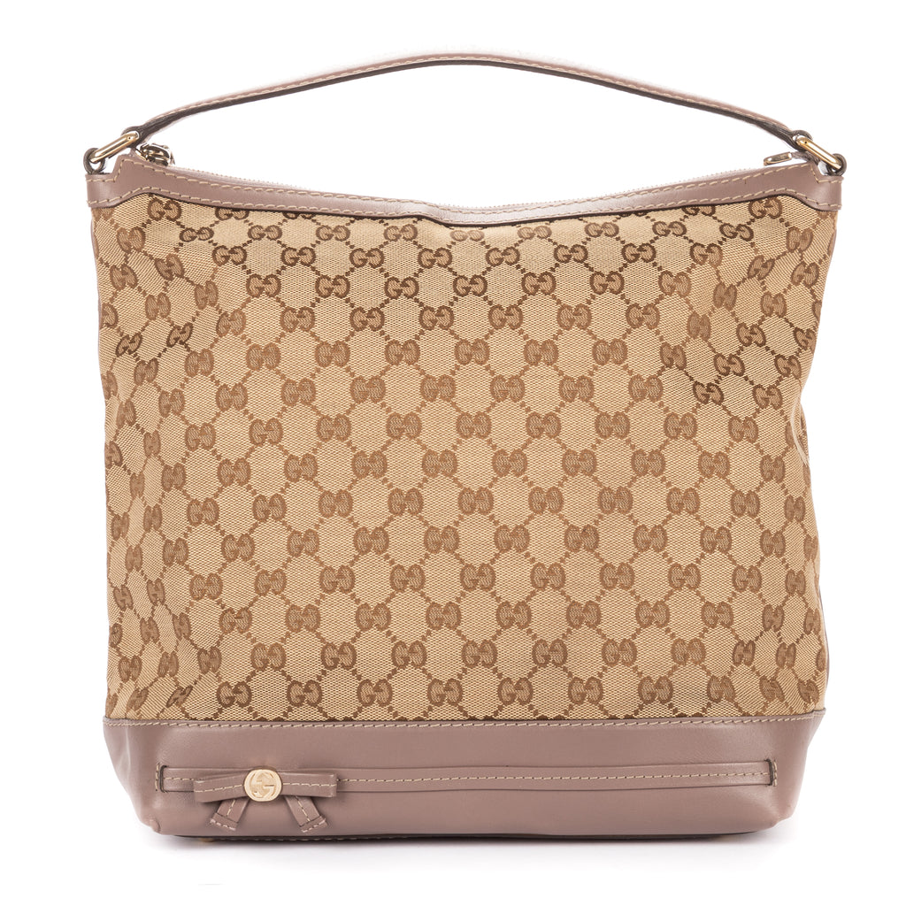 Shoulder Bag Bree Bow Hobo Bag Beige Monogrammed Canvas