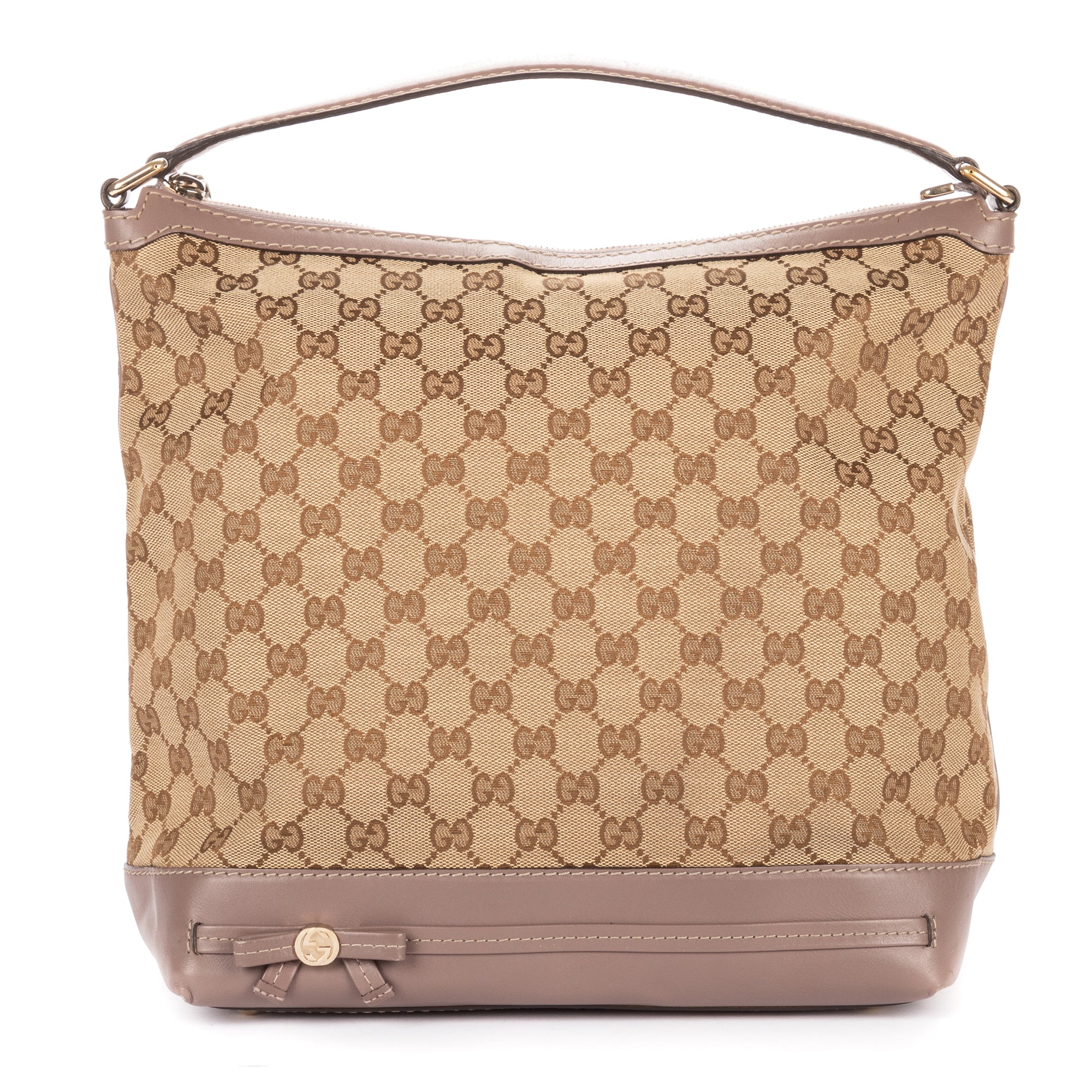 Shoulder Bag Bree Bow Hobo Bag Beige Monogrammed Canvas